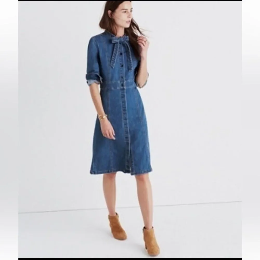Madewell Blue Long Sleeve Denim Dress - Picture 9 of 11